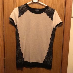 Cream and black lace top
